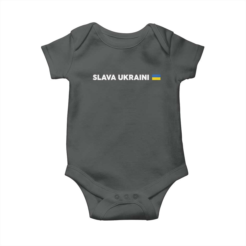 Slava Ukraini Ukraine Flag Baby Onesie Ukrainian Pride TS10 Dark Heather Print Your Wear