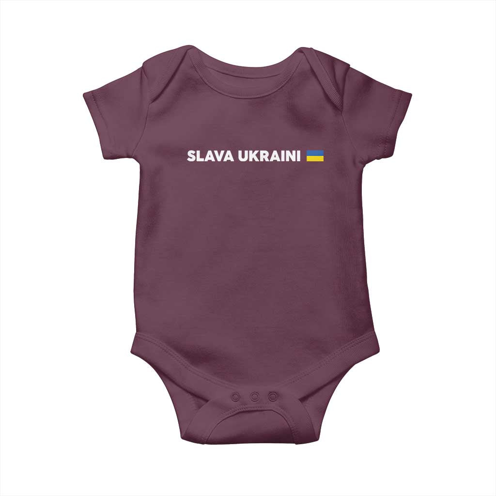 Slava Ukraini Ukraine Flag Baby Onesie Ukrainian Pride TS10 Maroon Print Your Wear