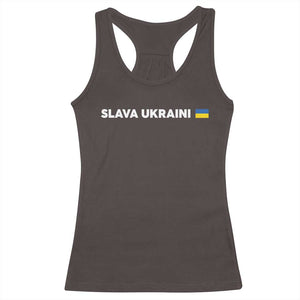 Slava Ukraini Ukraine Flag Racerback Tank Top Ukrainian Pride TS10 Dark Chocolate Print Your Wear