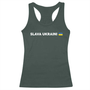 Slava Ukraini Ukraine Flag Racerback Tank Top Ukrainian Pride TS10 Dark Forest Green Print Your Wear