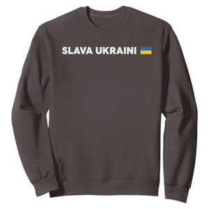 Slava Ukraini Ukraine Flag Sweatshirt Ukrainian Pride TS10 Dark Chocolate Print Your Wear