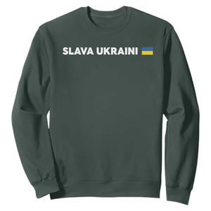 Slava Ukraini Ukraine Flag Sweatshirt Ukrainian Pride TS10 Dark Forest Green Print Your Wear
