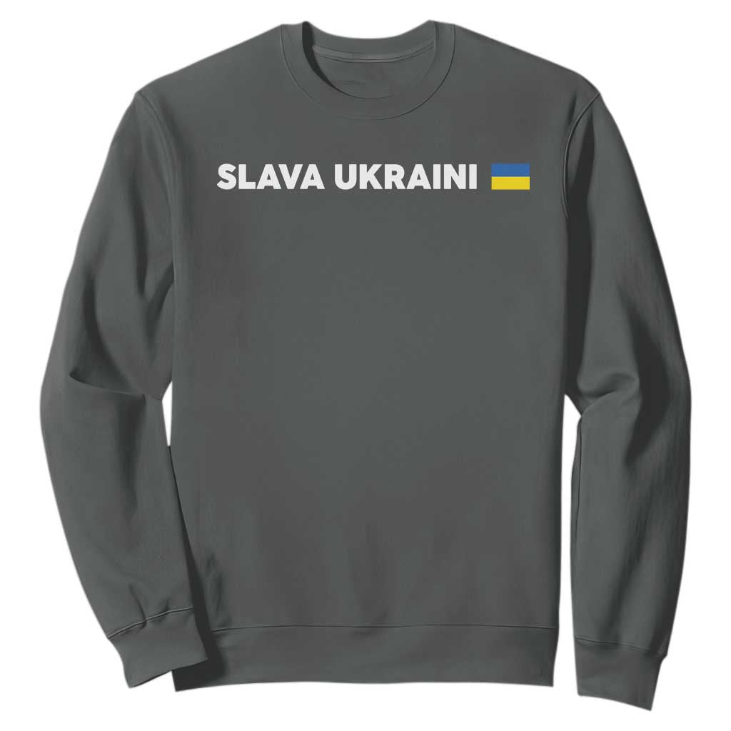 Slava Ukraini Ukraine Flag Sweatshirt Ukrainian Pride TS10 Dark Heather Print Your Wear
