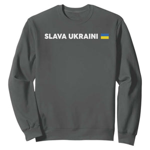 Slava Ukraini Ukraine Flag Sweatshirt Ukrainian Pride TS10 Dark Heather Print Your Wear