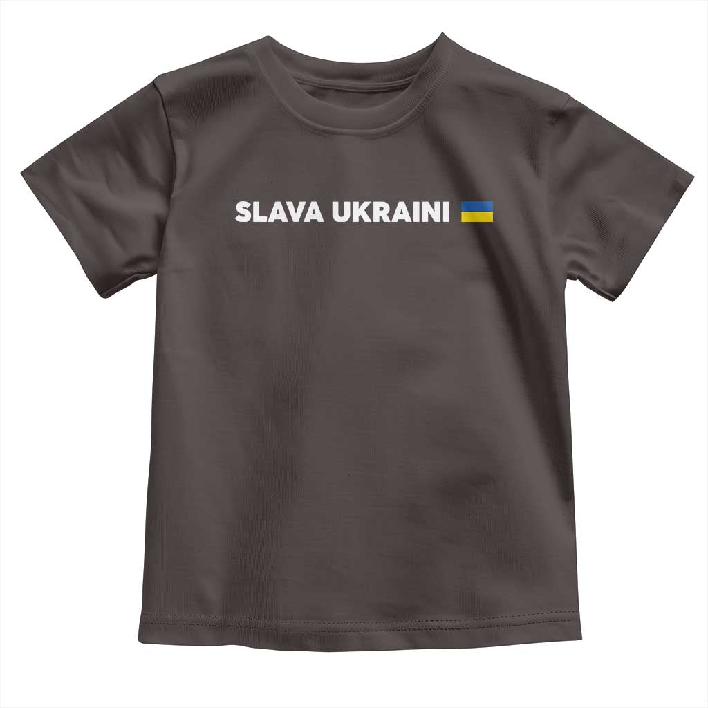Slava Ukraini Ukraine Flag Toddler T Shirt Ukrainian Pride TS10 Dark Chocolate Print Your Wear