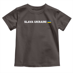 Slava Ukraini Ukraine Flag Toddler T Shirt Ukrainian Pride TS10 Dark Chocolate Print Your Wear
