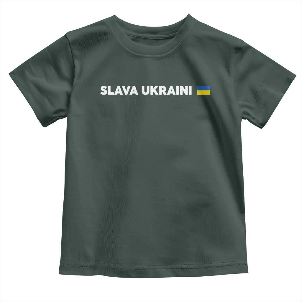 Slava Ukraini Ukraine Flag Toddler T Shirt Ukrainian Pride TS10 Dark Forest Green Print Your Wear