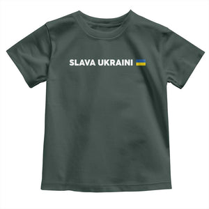 Slava Ukraini Ukraine Flag Toddler T Shirt Ukrainian Pride TS10 Dark Forest Green Print Your Wear