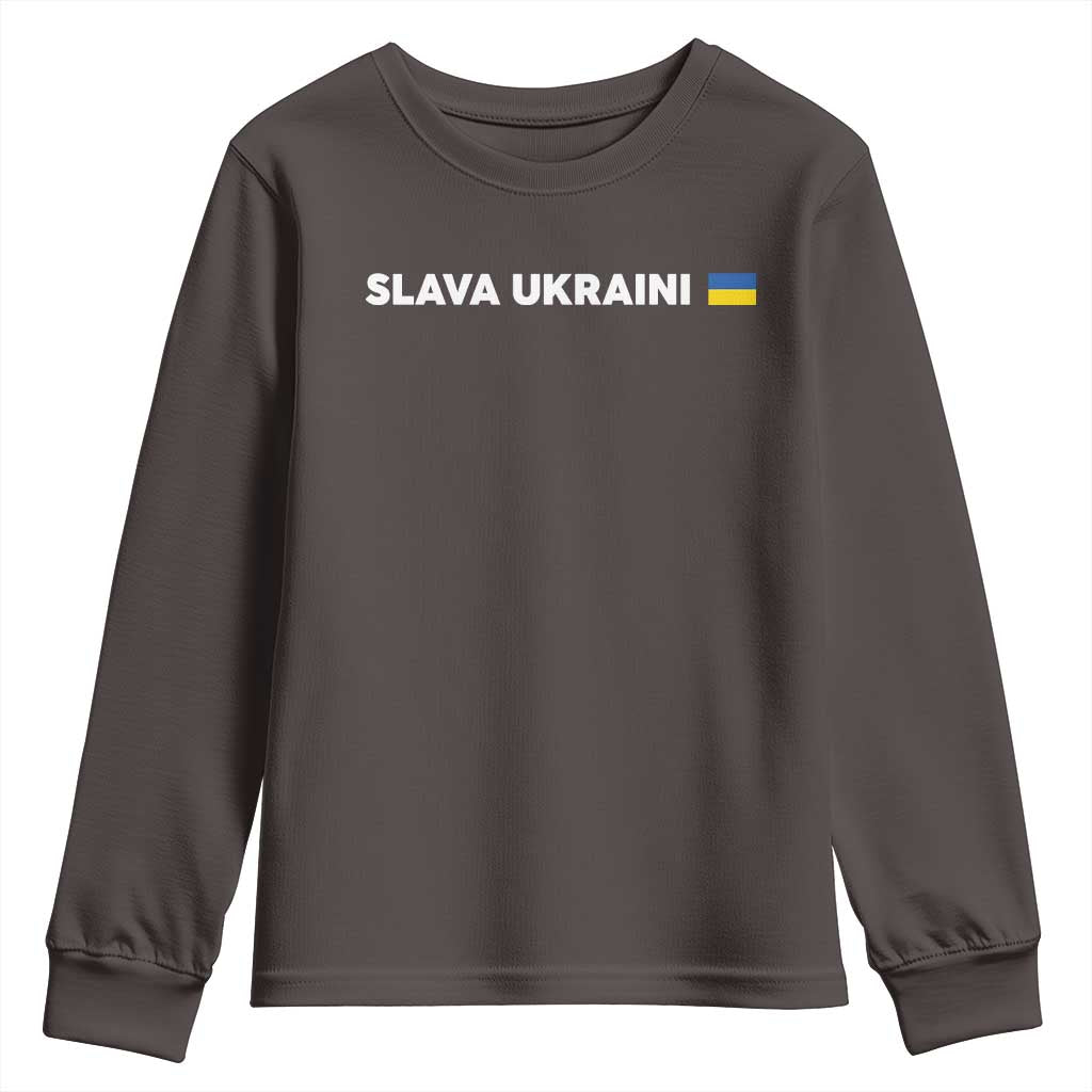 Slava Ukraini Ukraine Flag Youth Sweatshirt Ukrainian Pride TS10 Dark Chocolate Print Your Wear