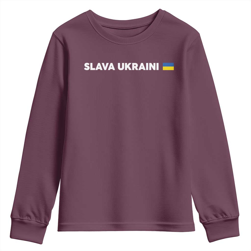 Slava Ukraini Ukraine Flag Youth Sweatshirt Ukrainian Pride TS10 Maroon Print Your Wear