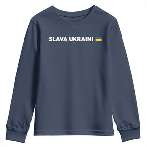 Slava Ukraini Ukraine Flag Youth Sweatshirt Ukrainian Pride TS10 Navy Print Your Wear