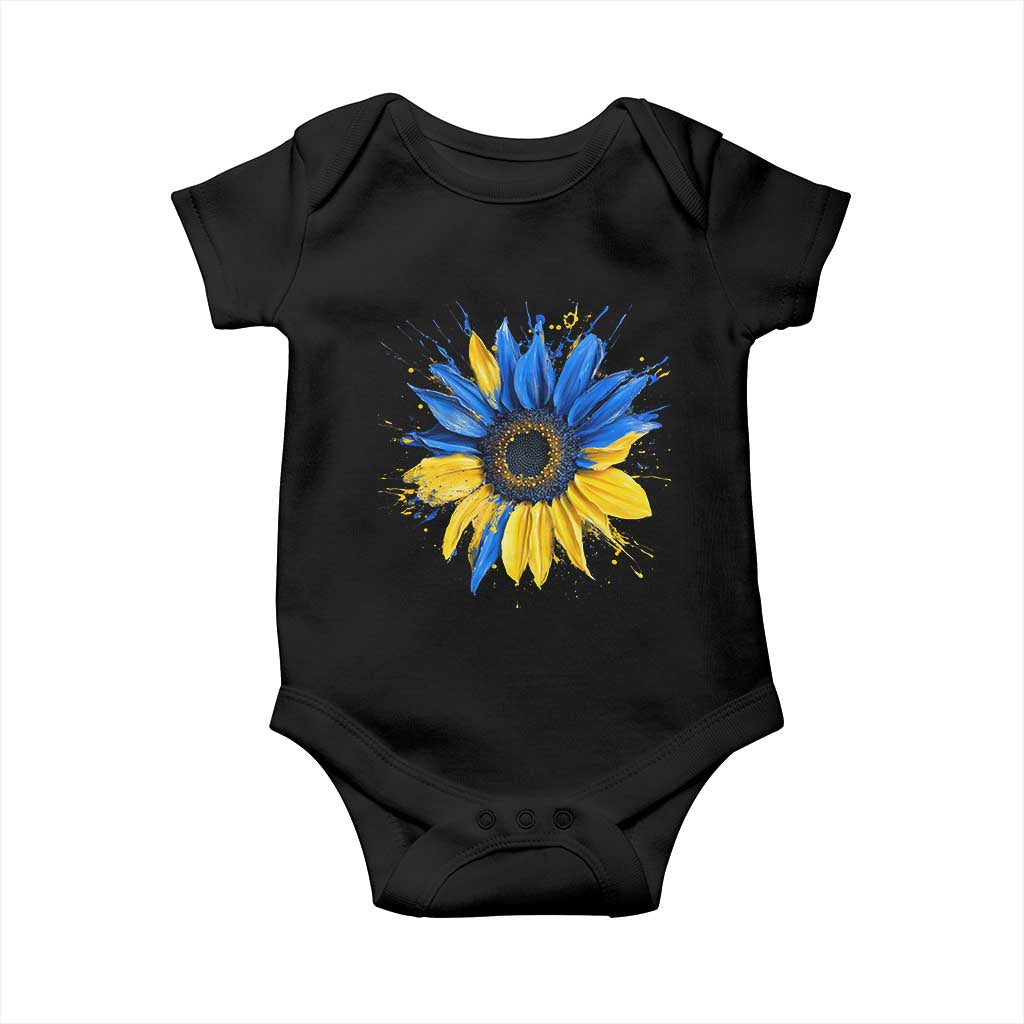 Sunflower Ukraine Flag Baby Onesie Patriot Patriotic Ukraine Ukrainian National Flag TS10 Black Print Your Wear