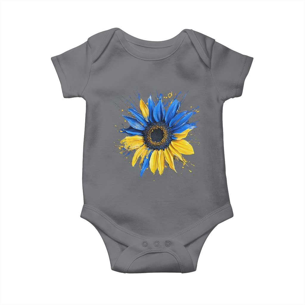 Sunflower Ukraine Flag Baby Onesie Patriot Patriotic Ukraine Ukrainian National Flag TS10 Charcoal Print Your Wear