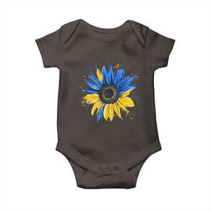 Sunflower Ukraine Flag Baby Onesie Patriot Patriotic Ukraine Ukrainian National Flag TS10 Dark Chocolate Print Your Wear