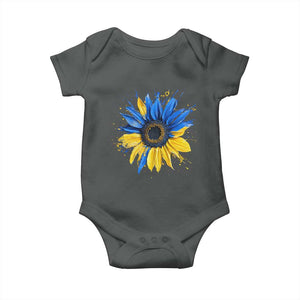 Sunflower Ukraine Flag Baby Onesie Patriot Patriotic Ukraine Ukrainian National Flag TS10 Dark Heather Print Your Wear