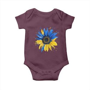Sunflower Ukraine Flag Baby Onesie Patriot Patriotic Ukraine Ukrainian National Flag TS10 Maroon Print Your Wear