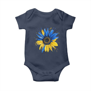 Sunflower Ukraine Flag Baby Onesie Patriot Patriotic Ukraine Ukrainian National Flag TS10 Navy Print Your Wear