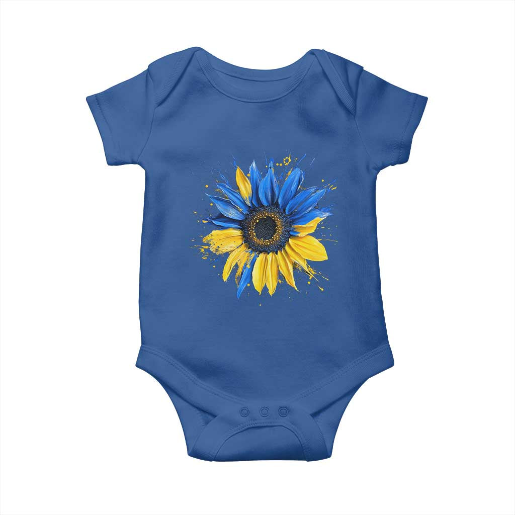 Sunflower Ukraine Flag Baby Onesie Patriot Patriotic Ukraine Ukrainian National Flag TS10 Royal Blue Print Your Wear