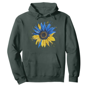 Sunflower Ukraine Flag Hoodie Patriot Patriotic Ukraine Ukrainian National Flag TS10 Dark Forest Green Print Your Wear