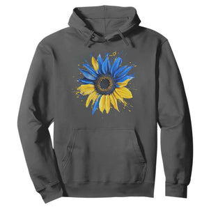 Sunflower Ukraine Flag Hoodie Patriot Patriotic Ukraine Ukrainian National Flag TS10 Dark Heather Print Your Wear