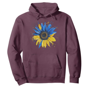 Sunflower Ukraine Flag Hoodie Patriot Patriotic Ukraine Ukrainian National Flag TS10 Maroon Print Your Wear