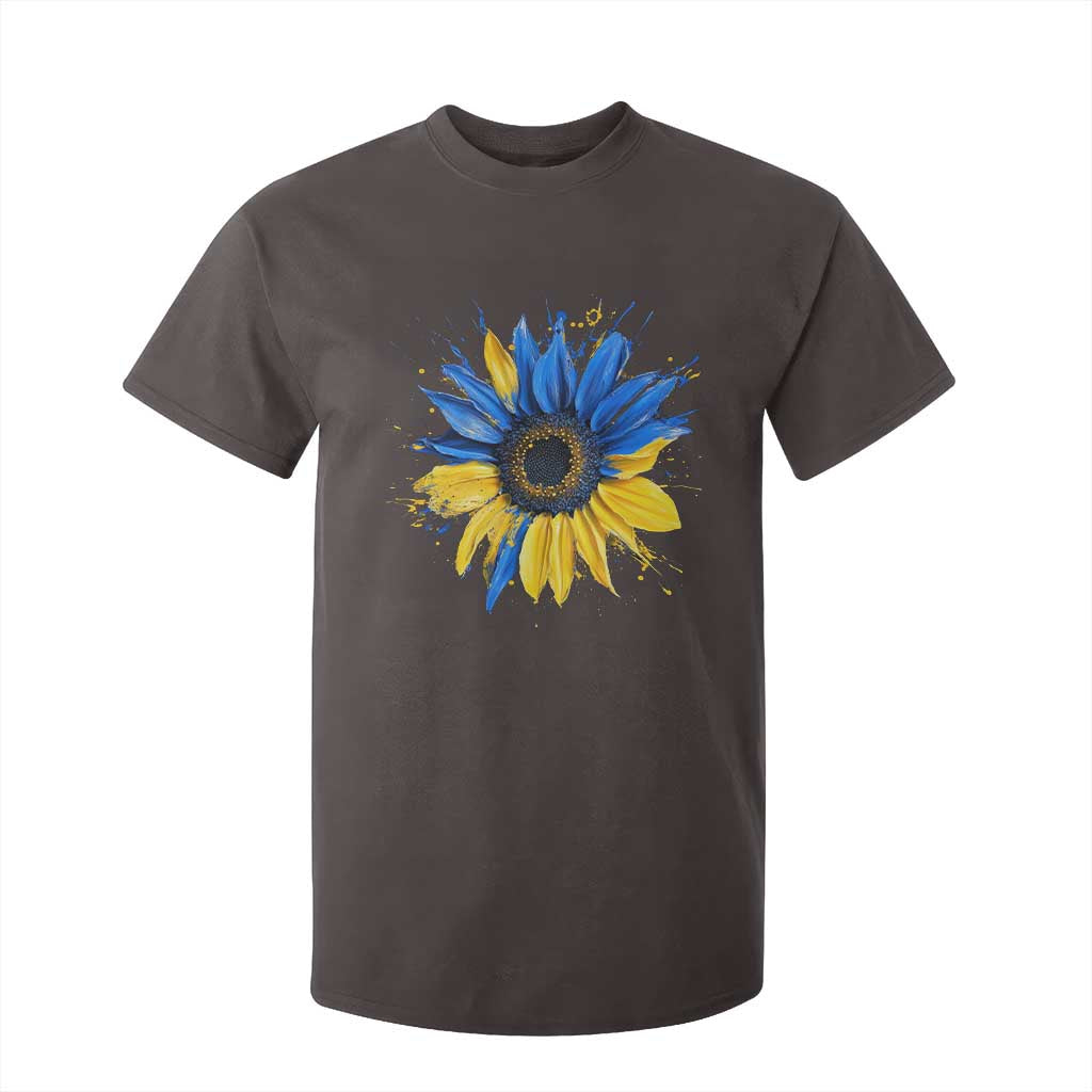 Sunflower Ukraine Flag T Shirt For Kid Patriot Patriotic Ukraine Ukrainian National Flag TS10 Dark Chocolate Print Your Wear