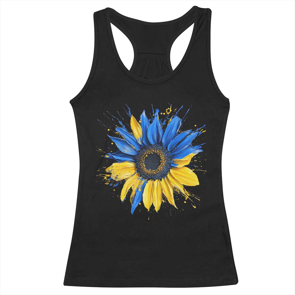 Sunflower Ukraine Flag Racerback Tank Top Patriot Patriotic Ukraine Ukrainian National Flag TS10 Black Print Your Wear