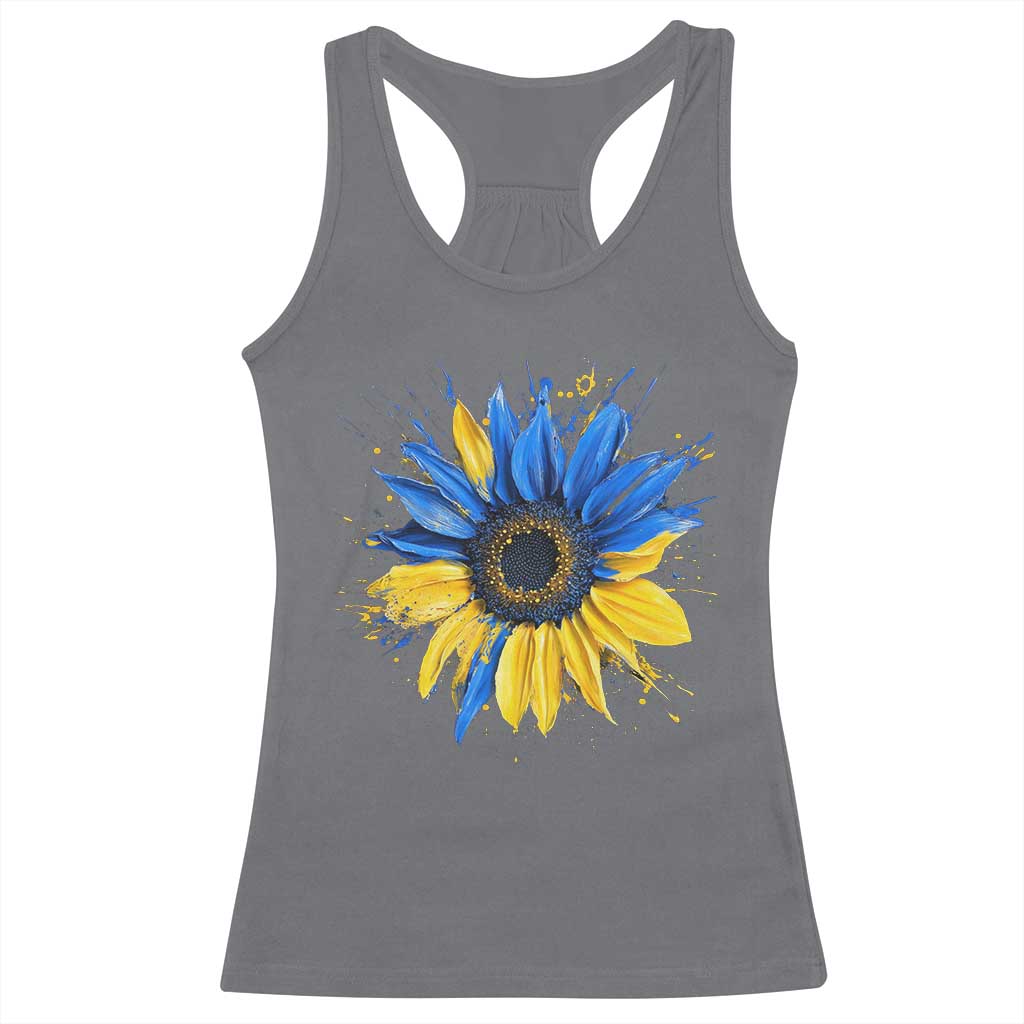 Sunflower Ukraine Flag Racerback Tank Top Patriot Patriotic Ukraine Ukrainian National Flag TS10 Charcoal Print Your Wear