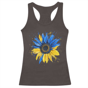 Sunflower Ukraine Flag Racerback Tank Top Patriot Patriotic Ukraine Ukrainian National Flag TS10 Dark Chocolate Print Your Wear
