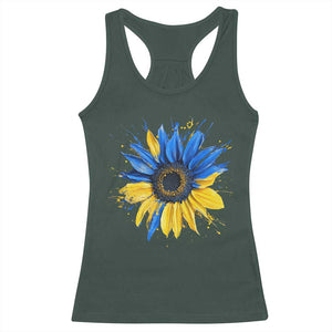 Sunflower Ukraine Flag Racerback Tank Top Patriot Patriotic Ukraine Ukrainian National Flag TS10 Dark Forest Green Print Your Wear