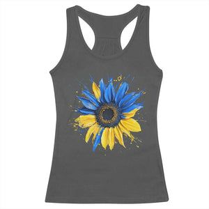Sunflower Ukraine Flag Racerback Tank Top Patriot Patriotic Ukraine Ukrainian National Flag TS10 Dark Heather Print Your Wear