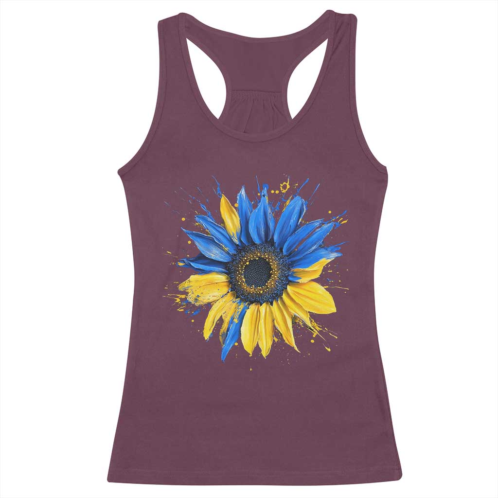 Sunflower Ukraine Flag Racerback Tank Top Patriot Patriotic Ukraine Ukrainian National Flag TS10 Maroon Print Your Wear