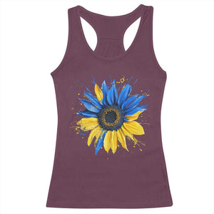 Sunflower Ukraine Flag Racerback Tank Top Patriot Patriotic Ukraine Ukrainian National Flag TS10 Maroon Print Your Wear