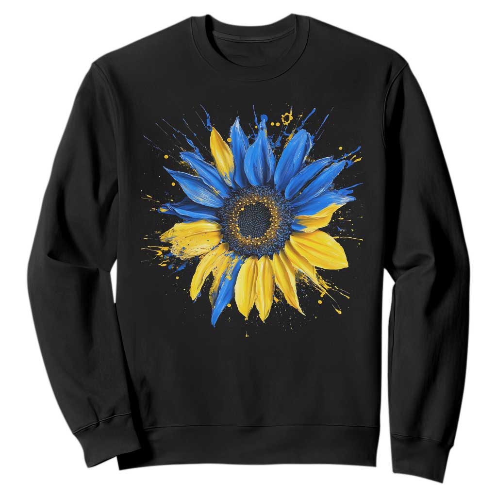 Sunflower Ukraine Flag Sweatshirt Patriot Patriotic Ukraine Ukrainian National Flag TS10 Black Print Your Wear
