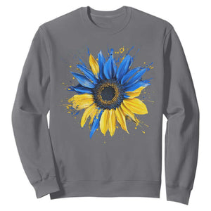 Sunflower Ukraine Flag Sweatshirt Patriot Patriotic Ukraine Ukrainian National Flag TS10 Charcoal Print Your Wear