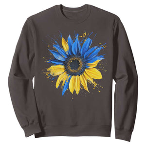 Sunflower Ukraine Flag Sweatshirt Patriot Patriotic Ukraine Ukrainian National Flag TS10 Dark Chocolate Print Your Wear
