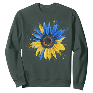 Sunflower Ukraine Flag Sweatshirt Patriot Patriotic Ukraine Ukrainian National Flag TS10 Dark Forest Green Print Your Wear
