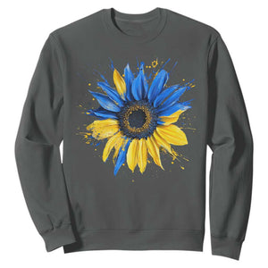 Sunflower Ukraine Flag Sweatshirt Patriot Patriotic Ukraine Ukrainian National Flag TS10 Dark Heather Print Your Wear