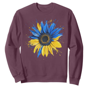 Sunflower Ukraine Flag Sweatshirt Patriot Patriotic Ukraine Ukrainian National Flag TS10 Maroon Print Your Wear
