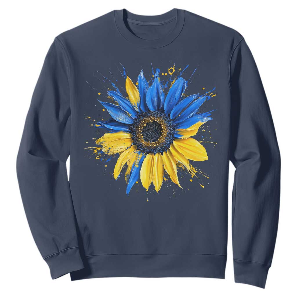 Sunflower Ukraine Flag Sweatshirt Patriot Patriotic Ukraine Ukrainian National Flag TS10 Navy Print Your Wear