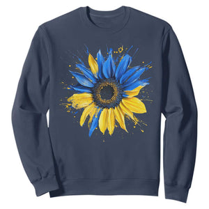 Sunflower Ukraine Flag Sweatshirt Patriot Patriotic Ukraine Ukrainian National Flag TS10 Navy Print Your Wear