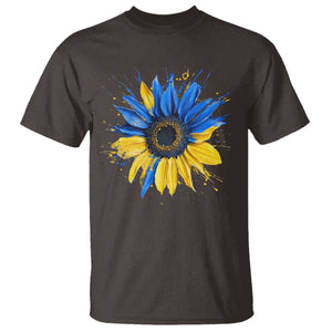 Sunflower Ukraine Flag T Shirt Patriot Patriotic Ukraine Ukrainian National Flag TS10 Dark Chocolate Print Your Wear