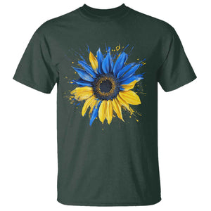 Sunflower Ukraine Flag T Shirt Patriot Patriotic Ukraine Ukrainian National Flag TS10 Dark Forest Green Print Your Wear