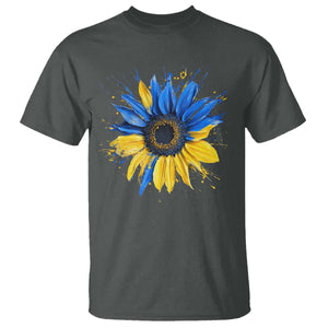 Sunflower Ukraine Flag T Shirt Patriot Patriotic Ukraine Ukrainian National Flag TS10 Dark Heather Print Your Wear