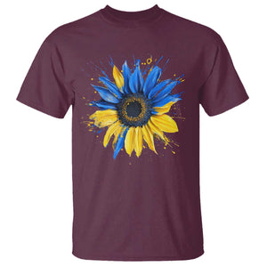 Sunflower Ukraine Flag T Shirt Patriot Patriotic Ukraine Ukrainian National Flag TS10 Maroon Print Your Wear