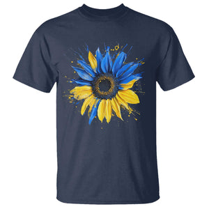 Sunflower Ukraine Flag T Shirt Patriot Patriotic Ukraine Ukrainian National Flag TS10 Navy Print Your Wear