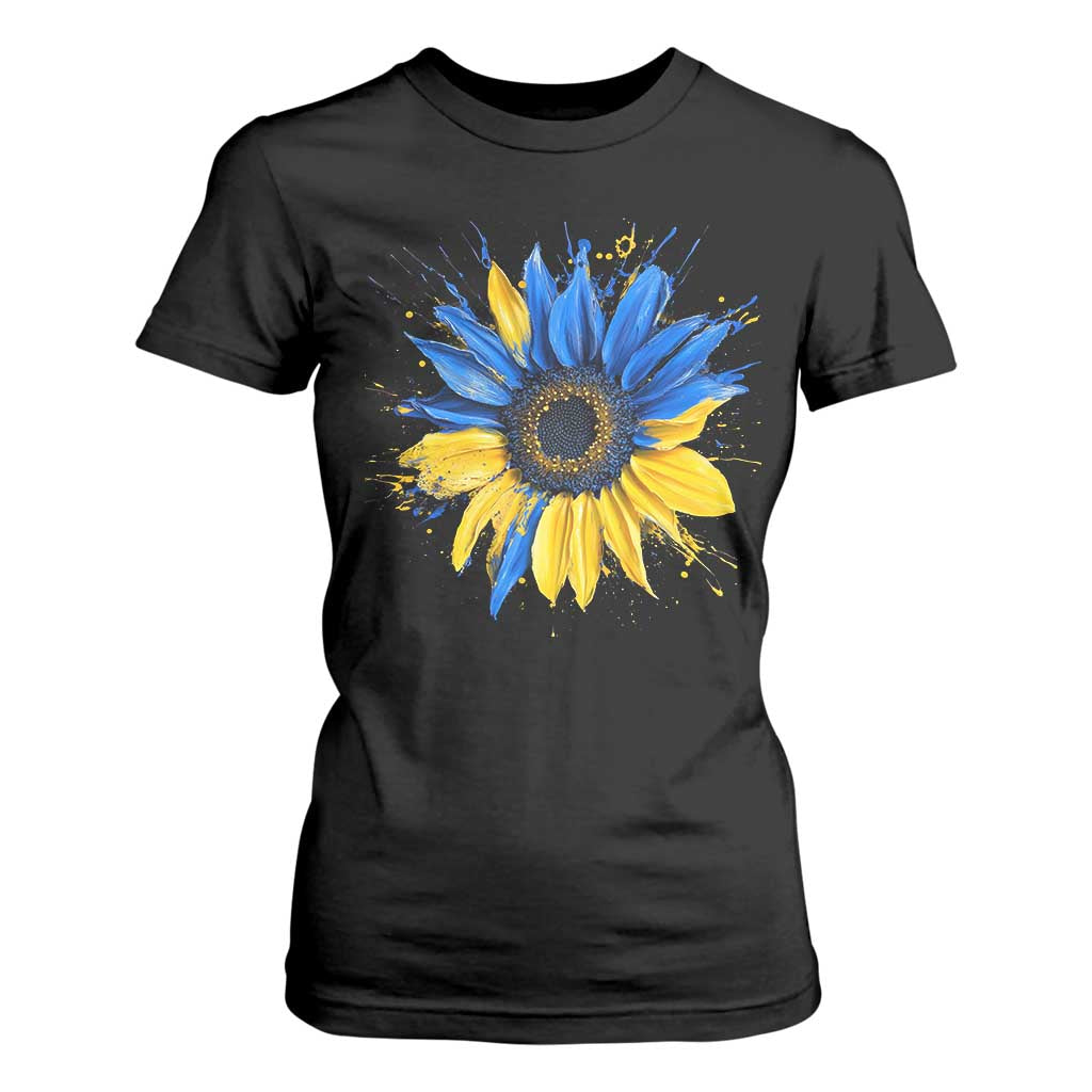 Sunflower Ukraine Flag T Shirt For Women Patriot Patriotic Ukraine Ukrainian National Flag TS10 Black Print Your Wear
