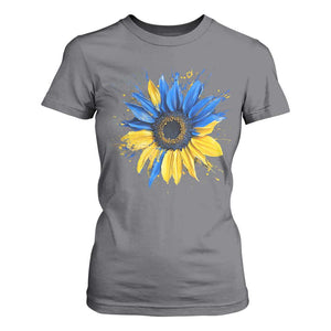 Sunflower Ukraine Flag T Shirt For Women Patriot Patriotic Ukraine Ukrainian National Flag TS10 Charcoal Print Your Wear