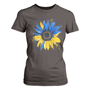 Sunflower Ukraine Flag T Shirt For Women Patriot Patriotic Ukraine Ukrainian National Flag TS10 Dark Chocolate Print Your Wear