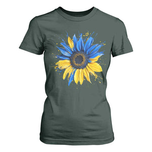 Sunflower Ukraine Flag T Shirt For Women Patriot Patriotic Ukraine Ukrainian National Flag TS10 Dark Forest Green Print Your Wear